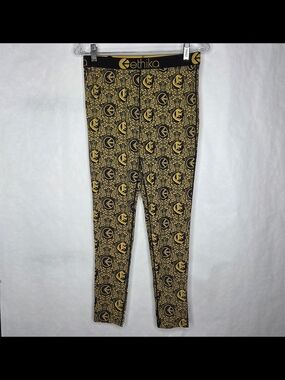 ethika Black & Gold Logo Pattern Leggings